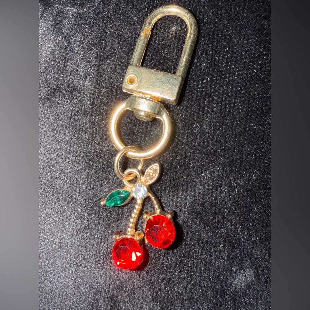 Dazzling Sparkle Gold Cherry Keychain or Zipper Pull - Picture 6 of 7
